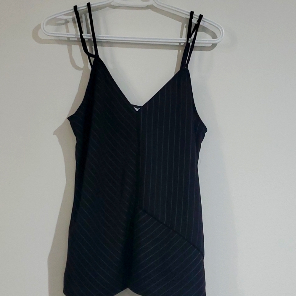 Current Air black & white Pinstripe Cami with tie straps size S